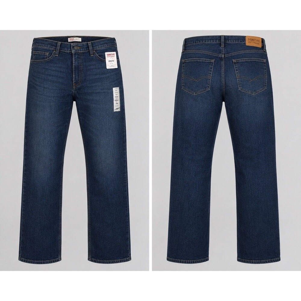 Signature Levi Strauss Mens Athletic Flex Jeans 36X32 Blue W36L32 New